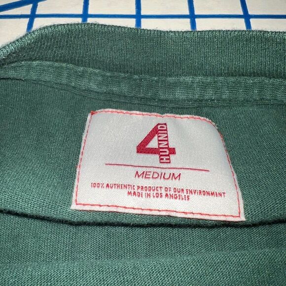 4hunnid by YG T-Shirt Size Medium Green Short Sleeve Logo Tee - Picture 7 of 8